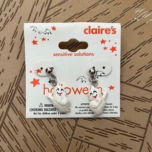 Claire's Silver and White Ghost Earrings for Kids